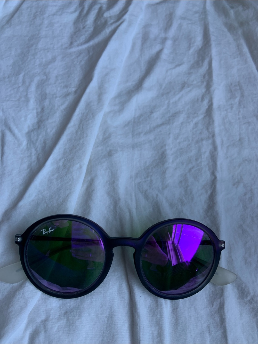 Ray-Ban Women's Round Sunglasses with Purple Mirror Lenses